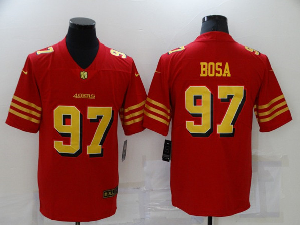 Men's San Francisco 49ers #97 Nick Bosa Red Gold Vapor Untouchable Limited Stitched Jersey